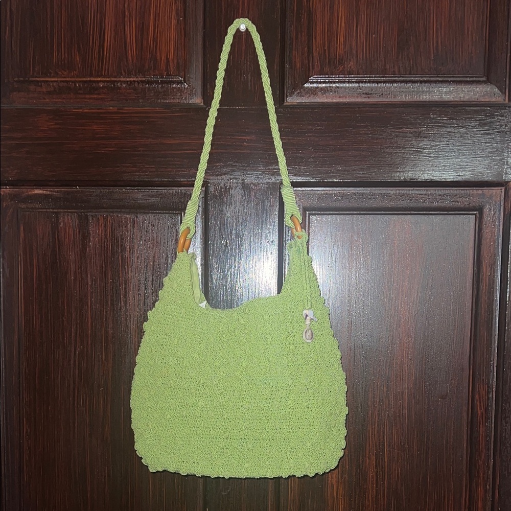 Green Woven Shoulder Bag